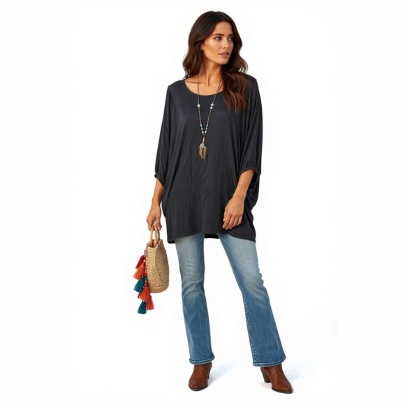 POL Dolman Sleeve Navy Blue Tunic top Oversized sz S fits up to L NWOT - Picture 1 of 9